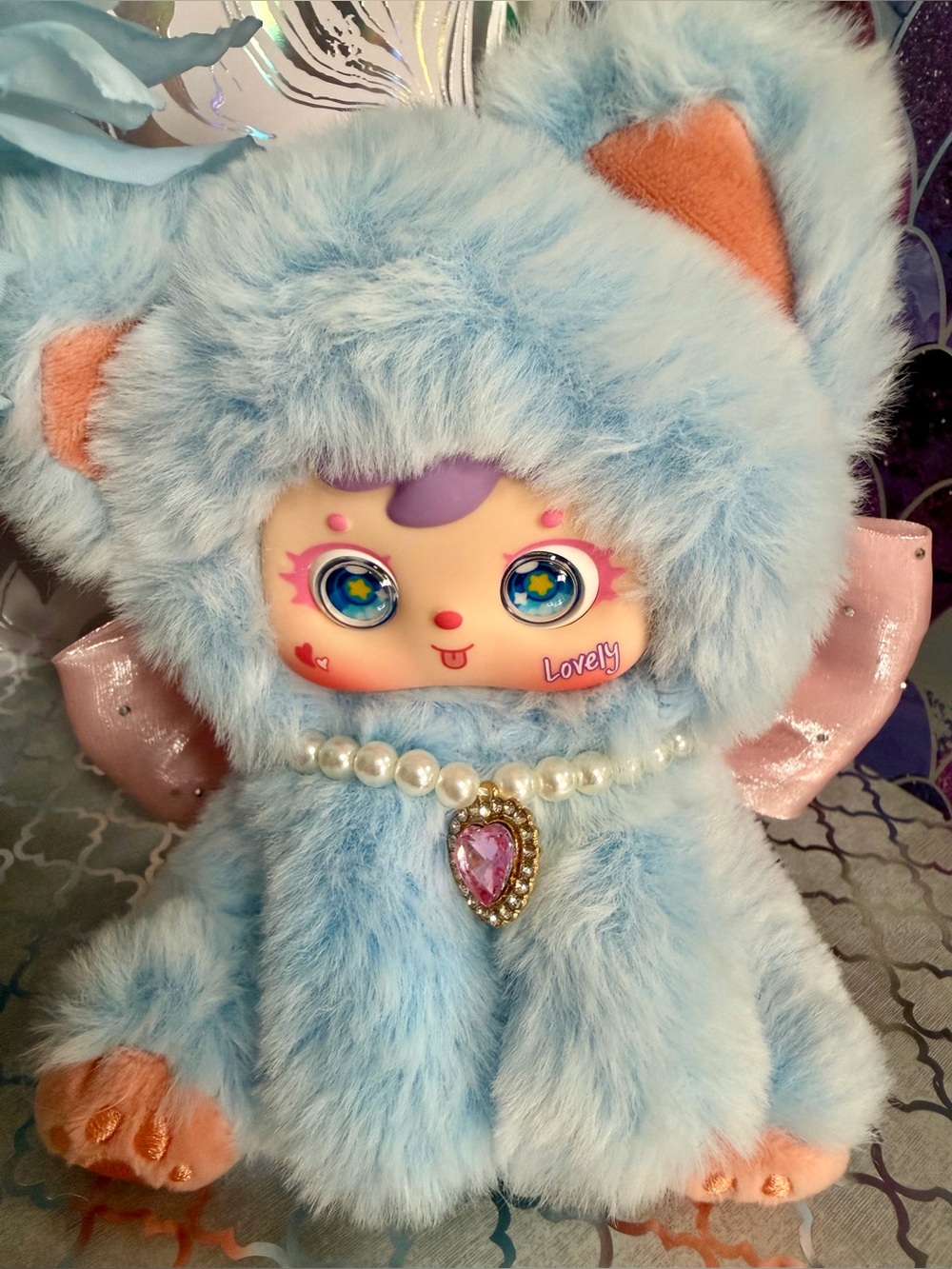 Samuel “Blue Pearl” Plush Velvet Rainbow Meow Series Blind Box Bag Charm